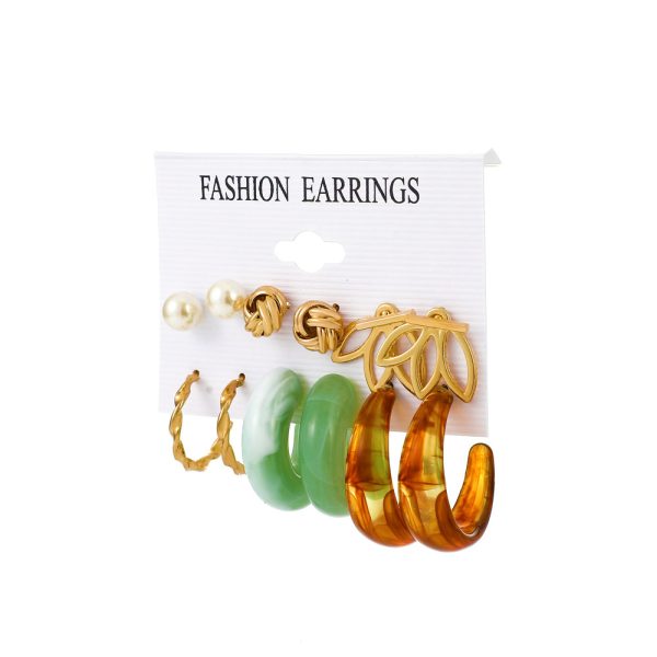Women's Exaggerated Metal Butterfly Pearl Earrings Set
