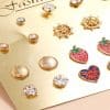 Strawberry Car Love Earrings 12 Pairs Set
