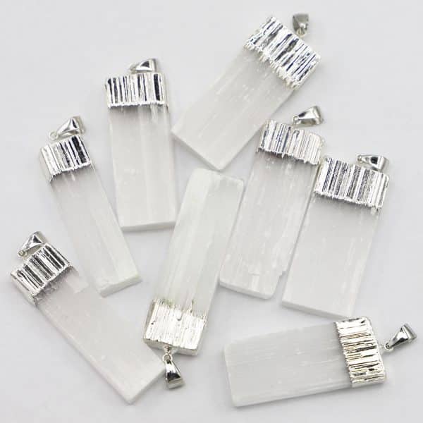 Gold Silver Natural Stone Gypsum Brimmed Pendant