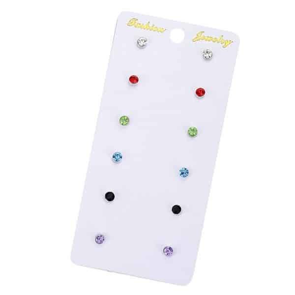 Diamond Stud Earrings 6 Pairs Combination Set Cycle Stud Earrings High-end Fashion Hot Selling Ear Rings