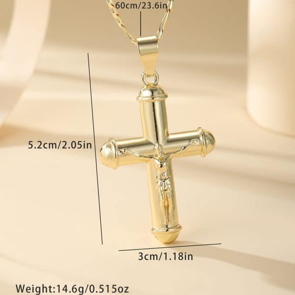 Cross Copper-plated Gold Men's And Women's Fashion Design 14k Long Necklace