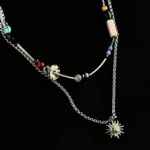 New Chinese Style Summer Lazy Colorful Natural Stone Titanium Steel Necklace