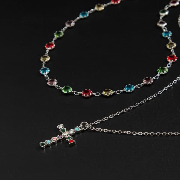 Crystal Cross Necklace Men's Retro High Sense