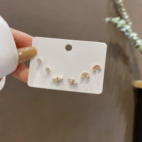 Women's Fashion Simple Silver Pin Earrings Set