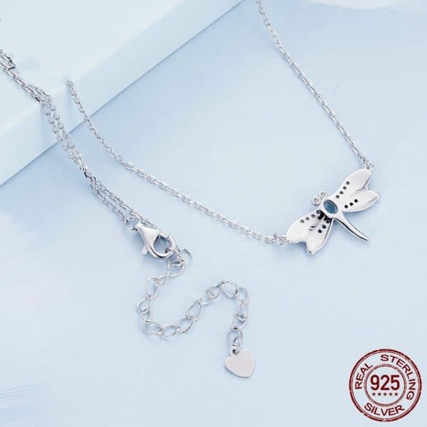 New S925 Sterling Silver Colorful Exquisite Dragonfly Necklace