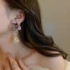 Asymmetrical Diamond Drop Crystal Flower 925 Silver Needle