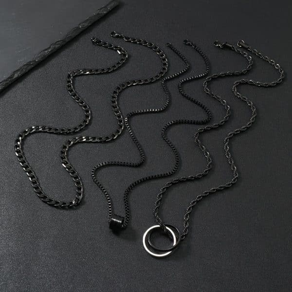 Stainless Steel Necklace Three-dimensional Cylindrical Ring Buckle Titanium Steel Necklace Suit