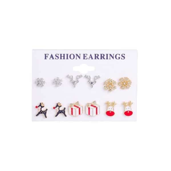 Christmas 6 Pairs Of Christmas Earrings Set Combination