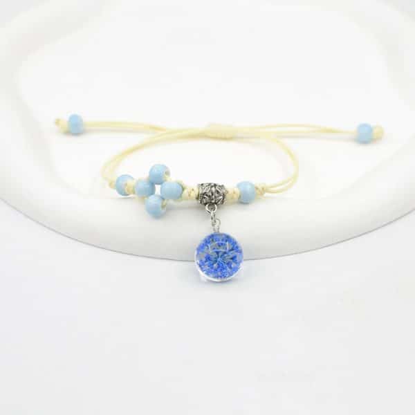 Glass Dried Flower Bracelet Real Flower Lace Flower