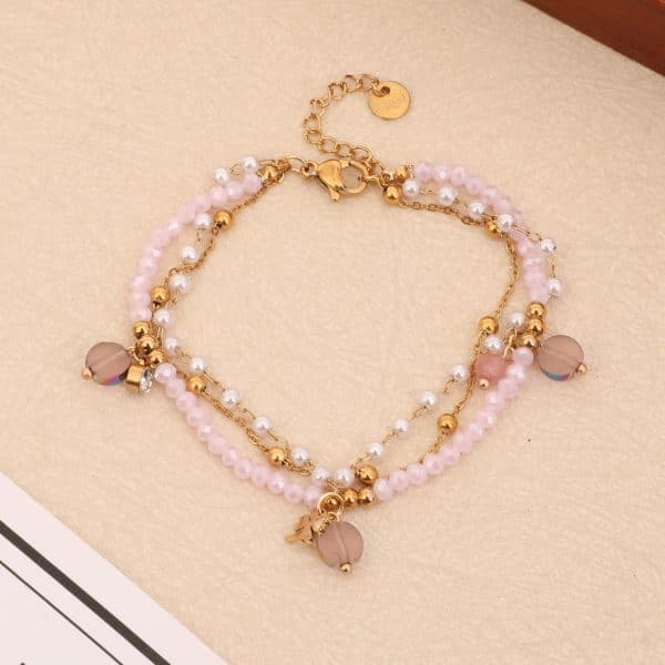 Titanium Steel Beaded Multi-layer Crystal Bracelet String