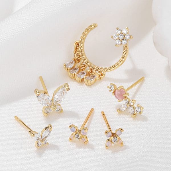 Mini Set Earrings Simple Women's Small New Butterfly