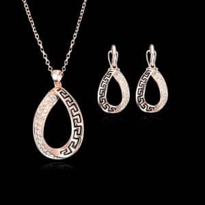 Jewelry Commemorative Gift Rose Gold Plated Necklace And Earring Set