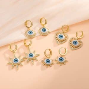 Personalized Blue Eye Color Preserving Bronze Micro Set Earrings