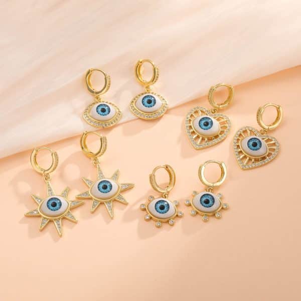 Personalized Blue Eye Color Preserving Bronze Micro Set Earrings