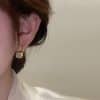 Women's Niche Design Rhinestone Shell Circle Earrings
