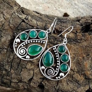 Artistic Retro Bohemian Drop-shaped Emerald Earrings