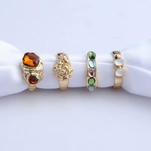 European And American Multi-color Retro Color Resin Gas Female Ring Four-piece Set