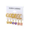 Women's Exaggerated Metal Butterfly Pearl Earrings Set