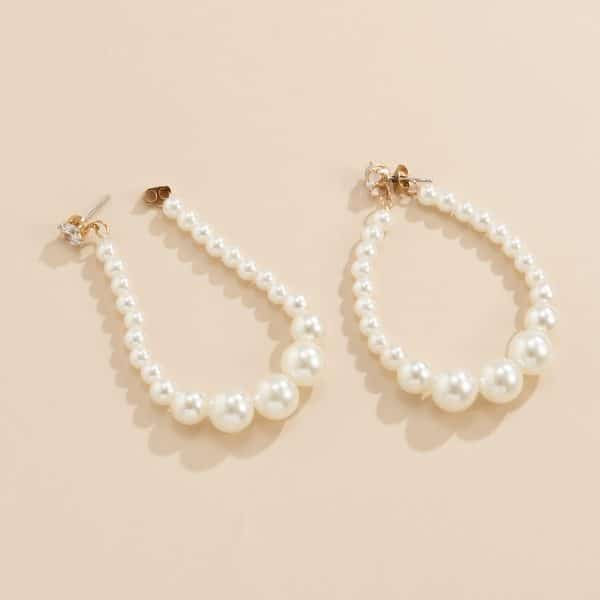 Women's Sterling Silver Pearl Inlaid Circle Stud Earrings