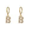 18K Gold Plated Micro Set Zircon Letter Earrings For Women