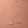 Stainless Steel Gold Silver Unicorn Horse Necklace Earrings Jewelry Set