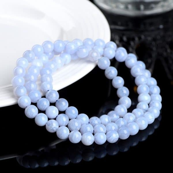 Crystal Natural Blue Pattern Agate Ball Blue Striped Agate Scattered Beads Bracelet