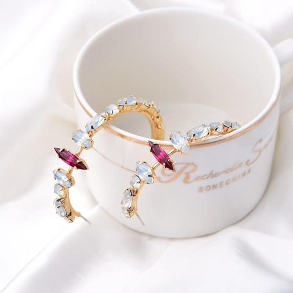Double C Earrings Diamond Earrings Feminine Temperament Net Red European And American Exaggerated Large Circle Earrings