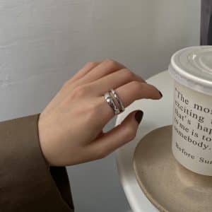 Silver Plated Ring Fashion Dual Layer Open-end Index Finger Ring
