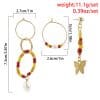 Simple Temperament Stitching Rice Bead Butterfly Earrings Set