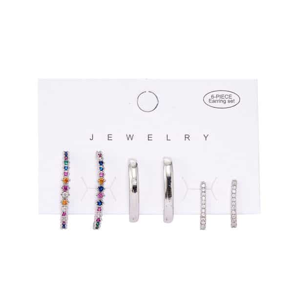 Fashion Color Brick Glossy Brick Stud Earrings Set Of 6
