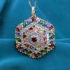 Hexagonal Design Color Zircon Pendant Necklace