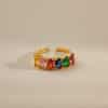 Contrast Color Fashion Exquisite Full Diamond Color Open-end Zircon Ring