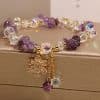 Amethyst Zircon Flower Pendant Women's Bracelet
