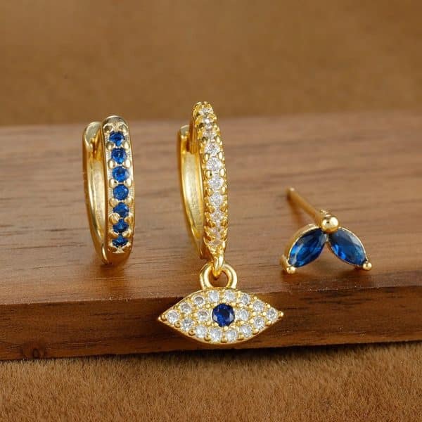 Lady Temperament Trendy Earrings Buckle Stud 3-piece Set