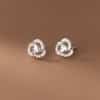 S925 Sterling Silver Diamond Set Trifolium Earrings Female
