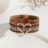 Leather Cord Bracelet Bohemian Multi-layer Rough Stone Love Jewelry For Girls