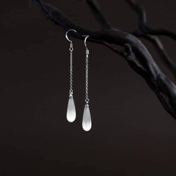 925 Sterling Silver Opal Drop Earrings