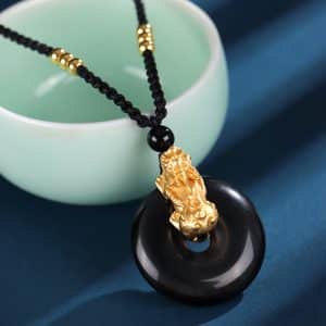 999 Silver Brave Troops White Agate Peace Buckle Necklace