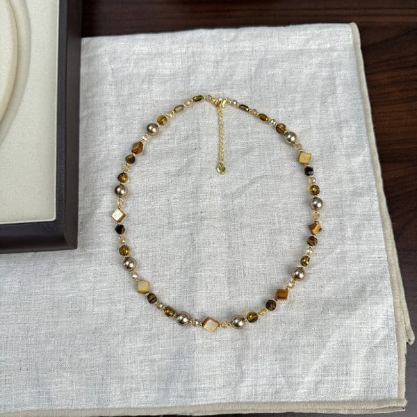 Natural Stone Necklace Women's Brown Pearl Necklace Accessories