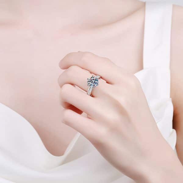 925 Sterling Silver Ring Bridal Bouquet 3 Karat Moissanite Ring