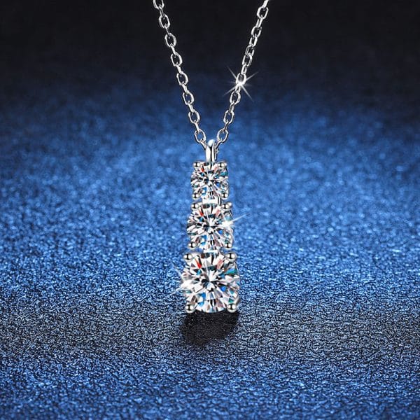 Female Geometric Three-Life Stone Pendant Zircon Inlaid