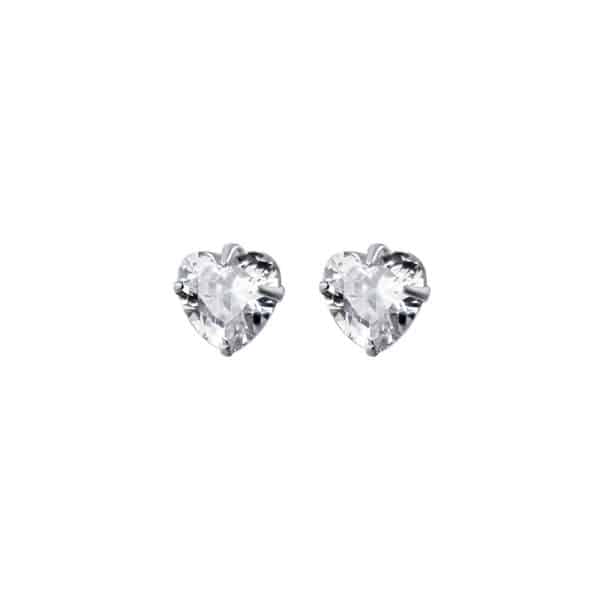 White Diamond Set Small Love Earrings