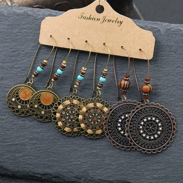 European And American Alloy Dripping Oil 3 Pieces Set Earrings