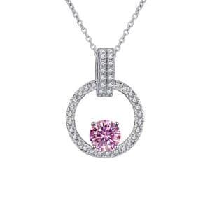 Pink Diamond Necklace Women's V-shaped Round Bag New