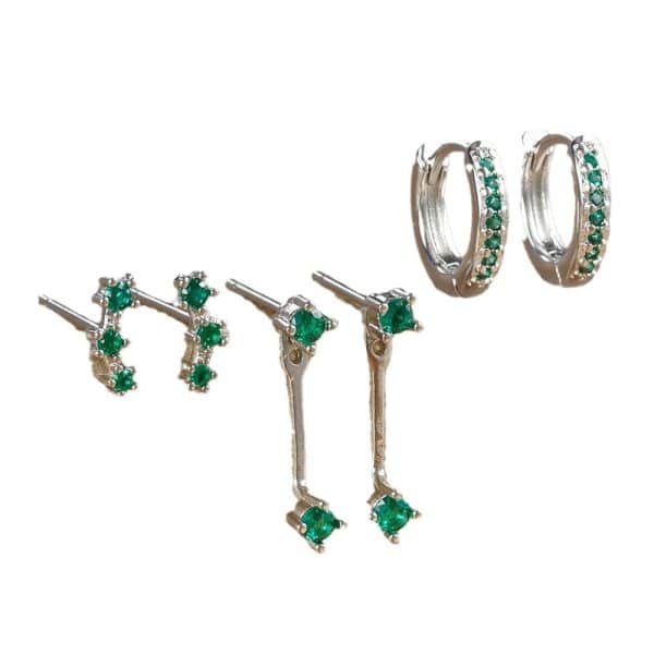 Women's Inlaid Zircon 18K Gold Plating 6-piece Set Trendy Earrings
