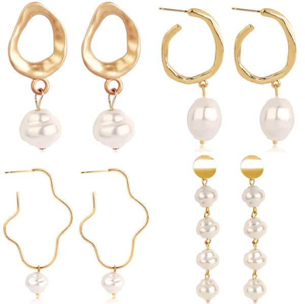 Ladies European And American Pearl Earrings Set Of 4