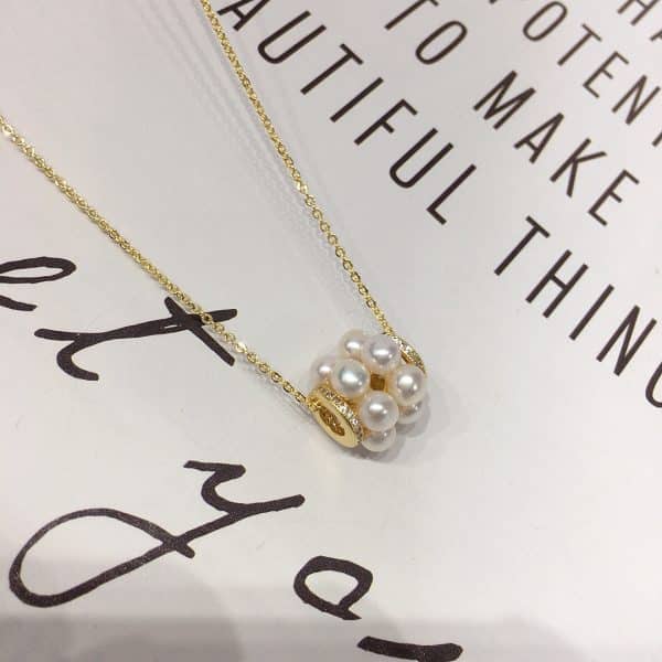 Freshwater Pearl Multiple Beads Barrel Pendant Necklace