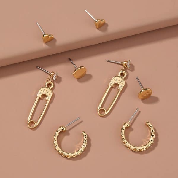 Korean style cold wind geometric set earrings creative metal wild trend temperament ladies earrings earrings