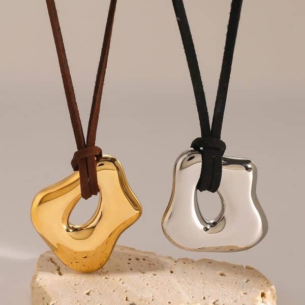 European And American Irregular Liquid Glossy Hollow Pendant Necklace