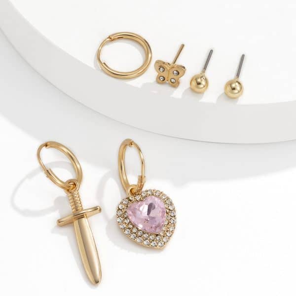 Retro Temperament Micro-set Rhinestone Love Cross Earrings